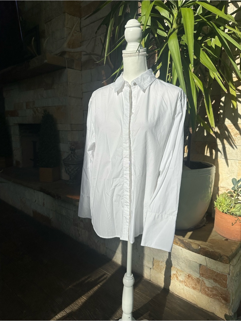 Zara White Women's Button-Front Blouse